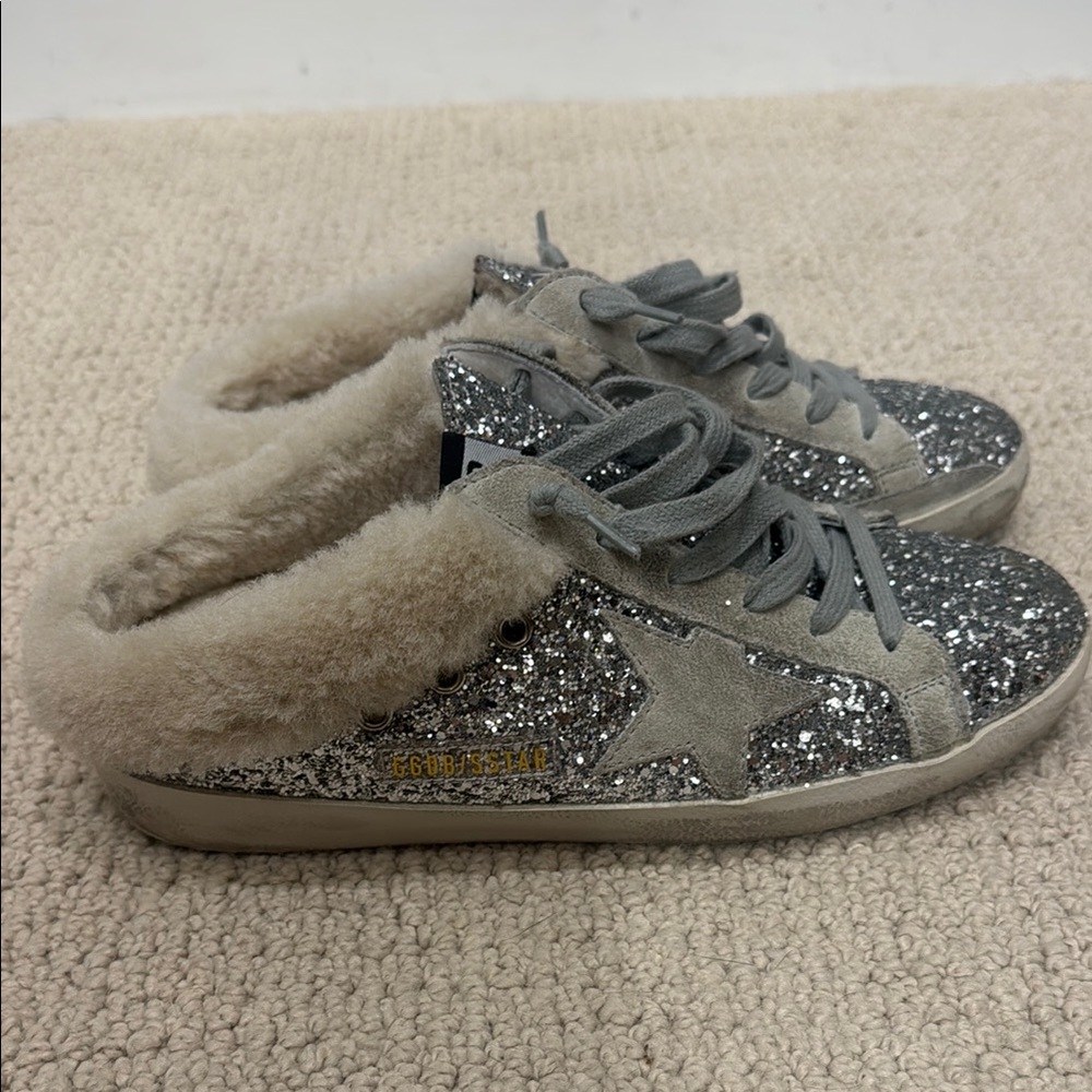 GOLDEN GOOSE SIZE 8 sequin slip ons sneaker